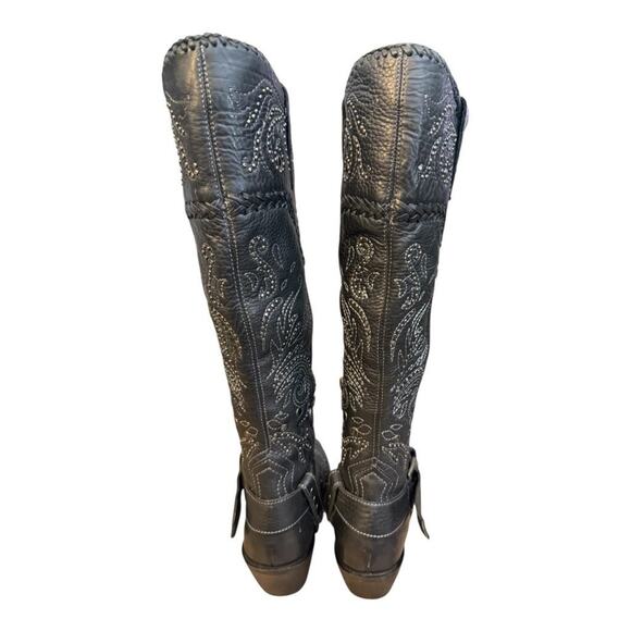 Black Star Boots Andromeda Knee High Studded Cowboy Boot Women size 6 - Picture 8 of 10